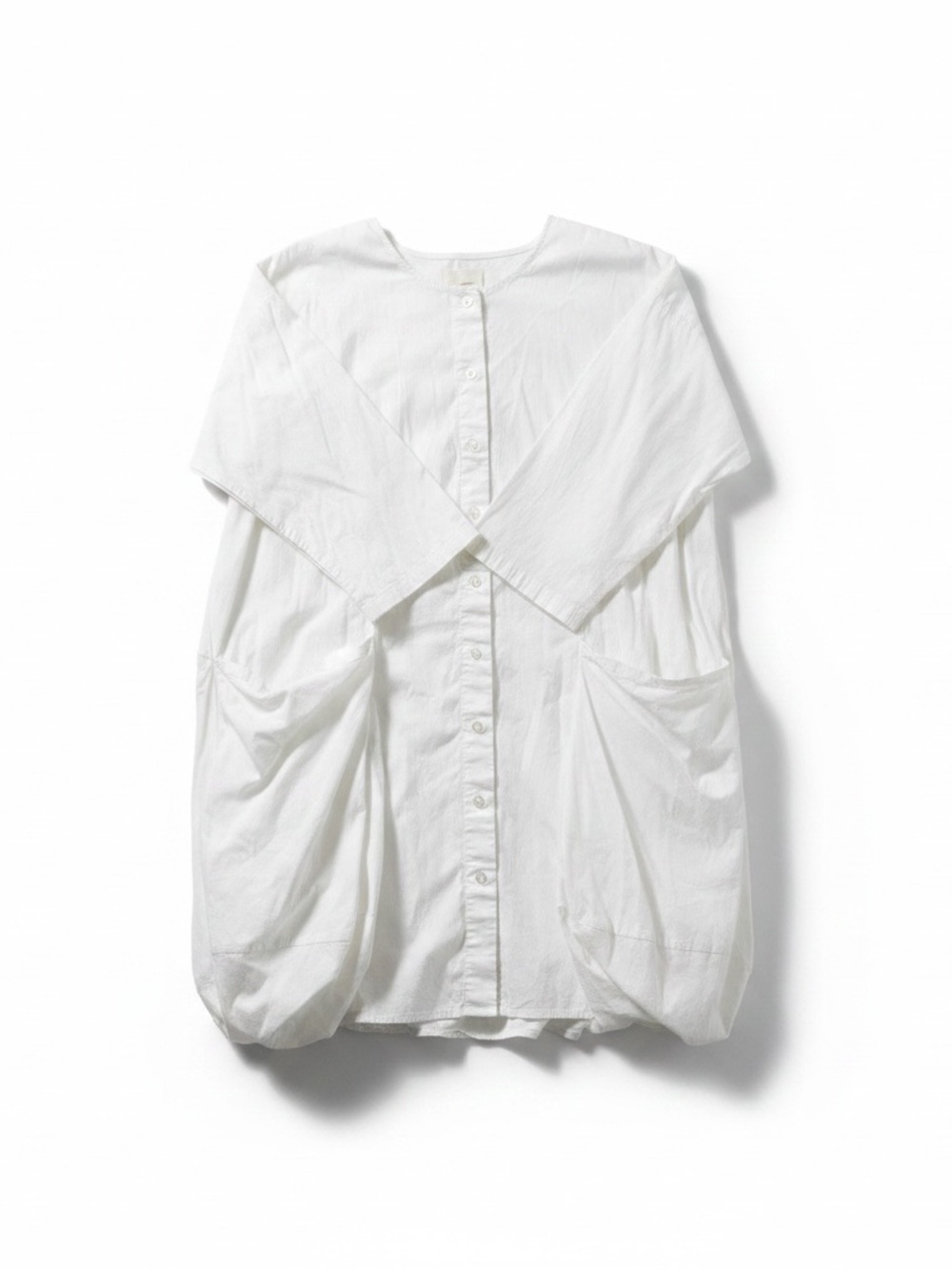 Dubgee White Button-Front Women's Poplin Dress with Oversized Pockets